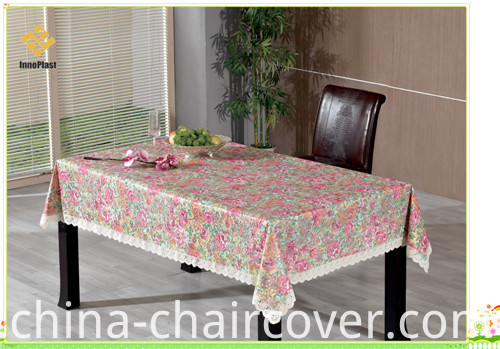 PVC Printed Embossed and Gold Tablecloth with Flannel Backing